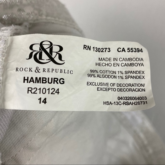 Rock & Republic Hamburg Cream Metallic Crop Pants - Picture 4 of 7